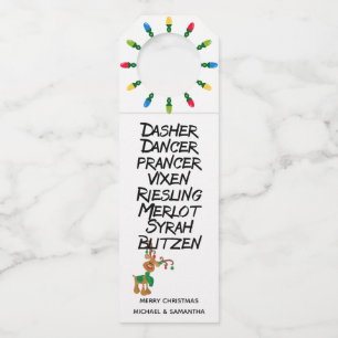 ワイン愛好家トナカイの名前クリスマスおもしろい ボトルネックタグ