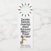 ワイン愛好家トナカイの名前クリスマスおもしろい ボトルネックタグ (裏面)