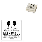 ワイン愛好家ワイングラスカップル住所スタンプ ラバースタンプ (押印)