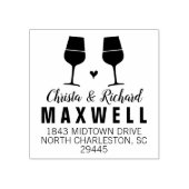 ワイン愛好家ワイングラスカップル住所スタンプ ラバースタンプ (インプリント)