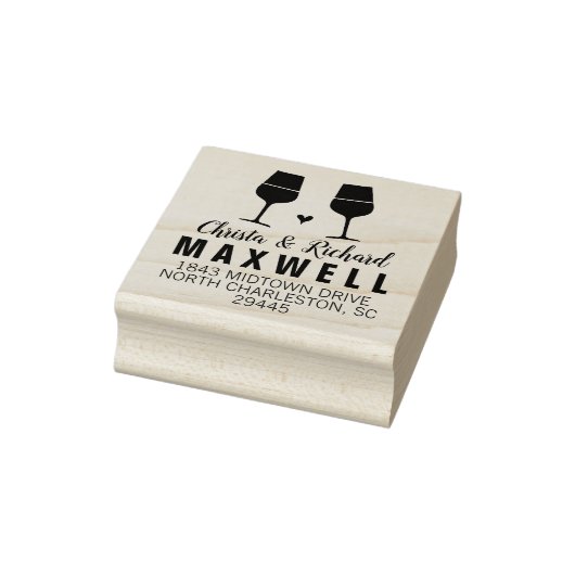 ワイン愛好家ワイングラスカップル住所スタンプ ラバースタンプ (スタンプ)