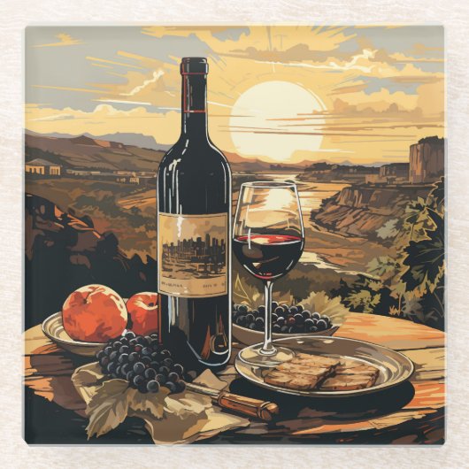 ワイン愛好家 ガラスコースター (正面)