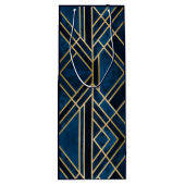 ワイン抱き枕-アールデコブルー&金ゴールドミラー ワインギフトバッグ (裏面)