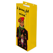 ワイン持ってきた！イエローワイン抱き枕 ワインギフトバッグ (正面アングル)