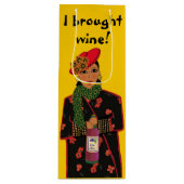 ワイン持ってきた！イエローワイン抱き枕 ワインギフトバッグ (正面)