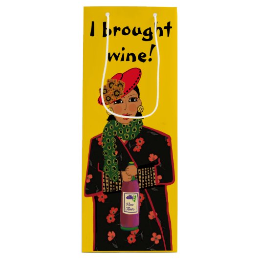 ワイン持ってきた！イエローワイン抱き枕 ワインギフトバッグ (正面)