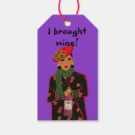ワイン持ってきた!パープルギフトラベル ギフトタグ (正面)