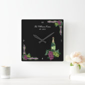 ワイン時パーソナライズされた間 スクエア壁時計 (ホーム)