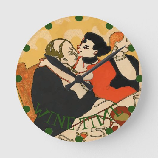 ワイン時間、編集文字、時計 ラウンド壁時計 (正面)