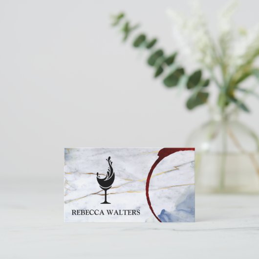 ワイン染色 | ワイングラスのスプラッシュ 名刺 (スタンド正面)