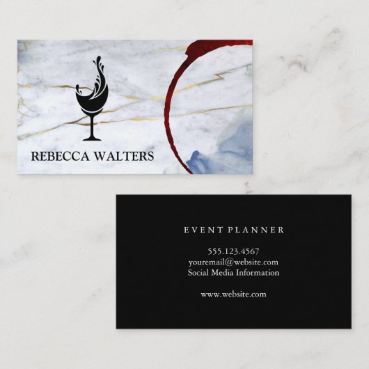 ワイン染色 | ワイングラスのスプラッシュ 名刺 (正面/裏面)