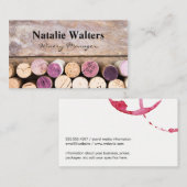 ワイン染色 | 木製テーブルのコルク 名刺 (正面/裏面)