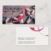 ワイン染色 | 木製テーブルのコルク 名刺 (正面/裏面)