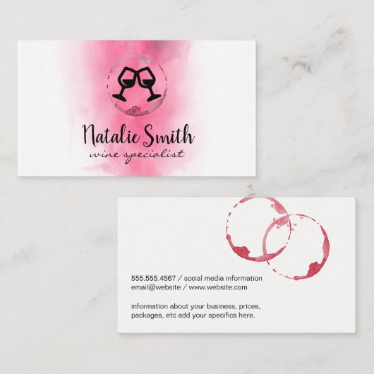 ワイン染色 |水彩 |応援 名刺 (正面/裏面)