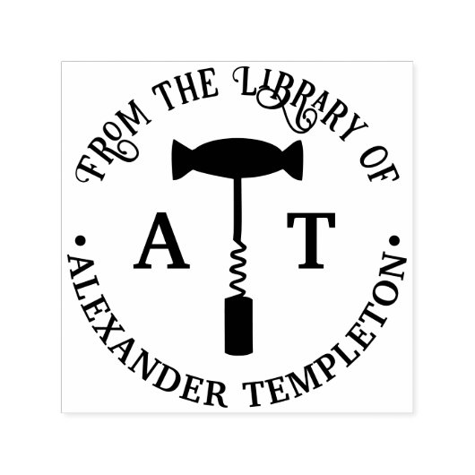 ワイン栓抜き図書館ブック名 セルフインキングスタンプ (デザイン)