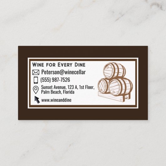 ワイン樽 – 淡い茶色 名刺 (裏面)