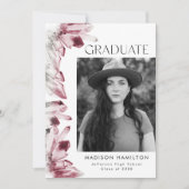 ワイン水彩水晶フォト卒業パーティー 招待状 (正面)