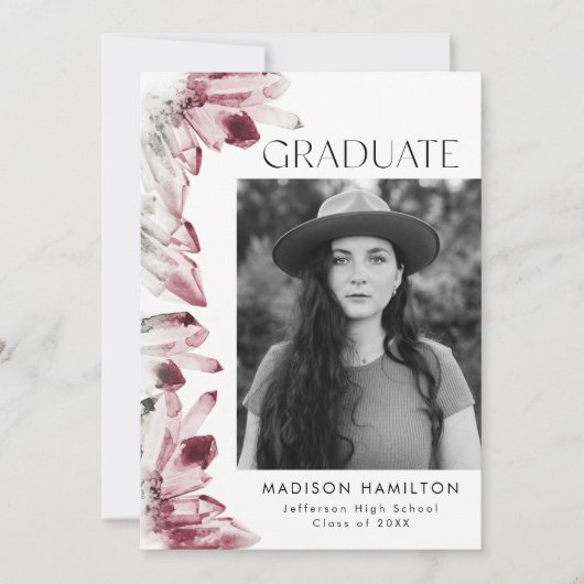 ワイン水彩水晶フォト卒業パーティー 招待状 (正面)