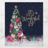 ワイン満載のライフグラムクリスマスツリーガーリーだ ワインラベル (シングルラベル)