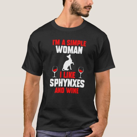 ワイン猫スフィンクス Tシャツ (正面)
