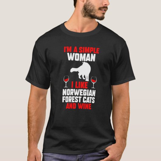 ワイン猫ノルウェージャンフォレスト Tシャツ (正面)