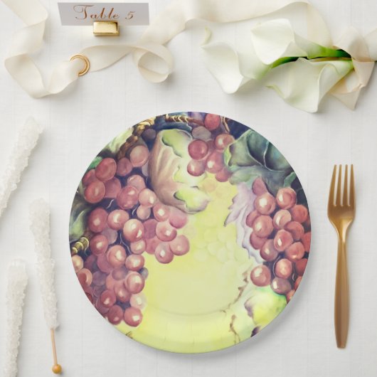 ワイン用トスカーナ赤ブドウお祝い ペーパープレート (ウェディング)