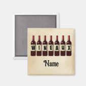 ワイン用レッドワインボトルが並びカスタマイズた マグネット (正面/裏面)