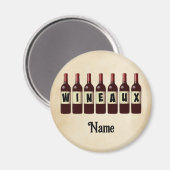 ワイン用レッドワインボトルが並びカスタマイズた マグネット (正面/裏面)