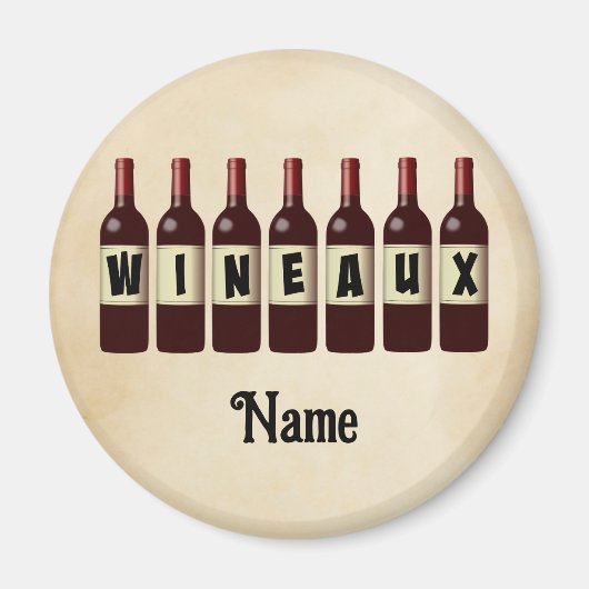 ワイン用レッドワインボトルが並びカスタマイズた マグネット (正面)