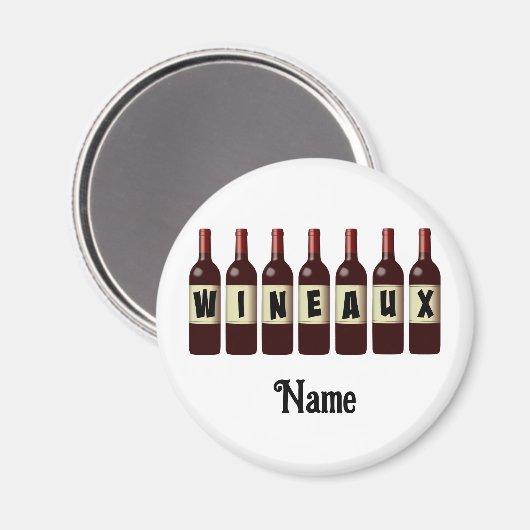ワイン用レッドワインボトルが並びカスタマイズた マグネット (正面/裏面)
