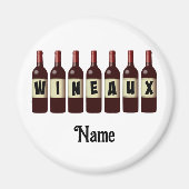 ワイン用レッドワインボトルが並びカスタマイズた マグネット (正面)