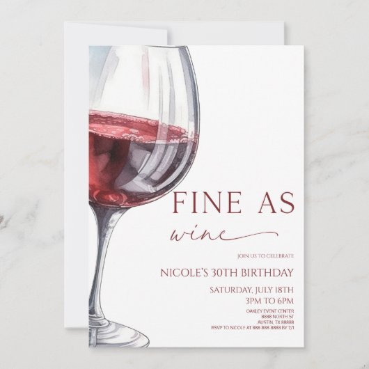ワイン素晴らし赤ワエレガントイン誕生日パーティー 招待状 (正面)