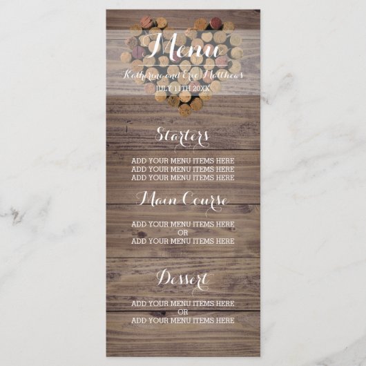 ワイン素朴コルクメニュー メニュー (正面)