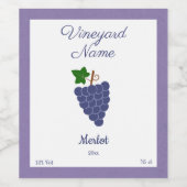 ワイン素朴ボトルラベルブドウ付きシール ワインラベル (シングルラベル)