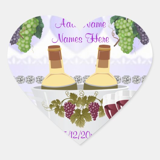 ワイン結婚ボトル用のワインラベルシール ハートシール (正面)