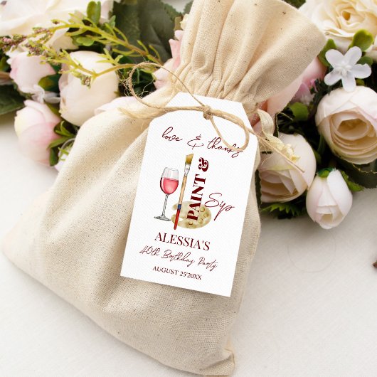 ワイン絵を描とアートをテーマにしたパーティーの好意を飲み飲む ギフトタグ