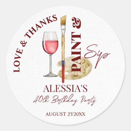 ワイン絵を描とアートをテーマにしたパーティーの好意を飲み飲む ラウンドシール (正面)
