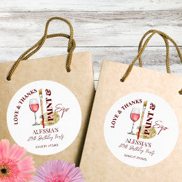 ワイン絵を描とアートをテーマにしたパーティーの好意を飲み飲む ラウンドシール