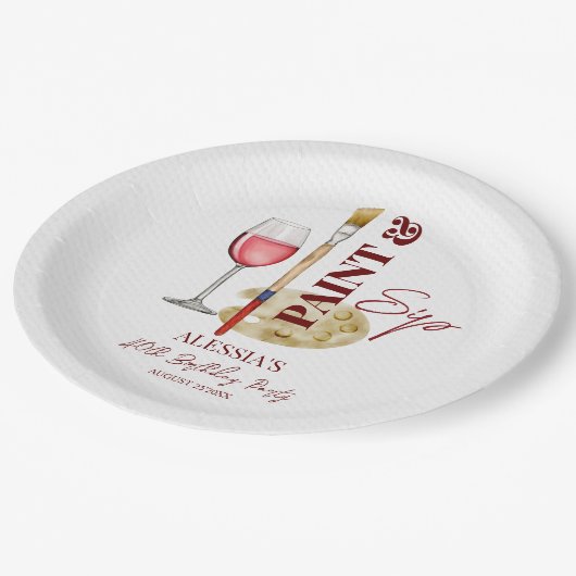 ワイン絵を描とアートをテーマにしたパーティーテンプレート ペーパープレート (アングル)