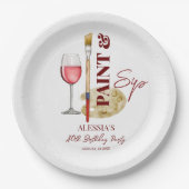 ワイン絵を描とアートをテーマにしたパーティーテンプレート ペーパープレート (正面)