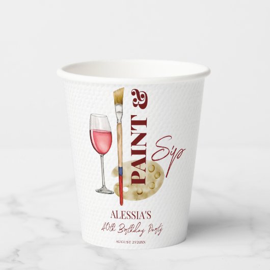 ワイン絵を描とアートをテーマにしたパーティーテンプレート 紙コップ (正面)