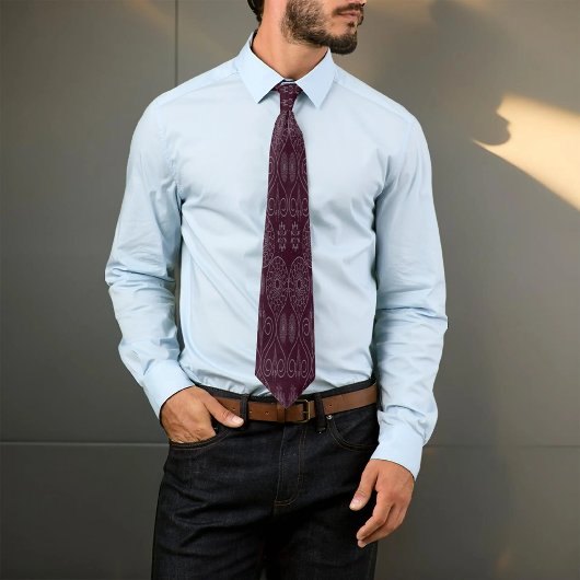 ワイン繊維織物のタコの種パターン（の模様が）ある ネクタイ