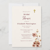 ワイン色のボホ花オーソドックスブライダルシャワー 招待状 (正面)