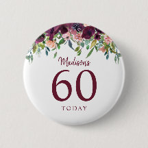 ワイン色のマースカラ柄フラワー 60歳の誕生日 60歳になりました