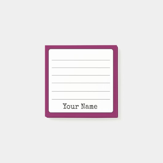 ワイン色のレトロあなたの名前を追加ライン ポストイット (正面)