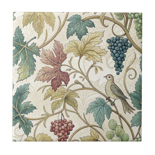 ワイン葡萄のヴィンテージエレガントの継ぎ目のないパターン タイル (正面)