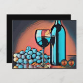 ワイン葡萄まだ生の食べ物ダイニングアート ポストカード (正面/裏面)