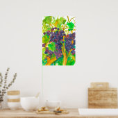 ワイン葡萄ウォーター絵画カラー ポスター (キッチン)