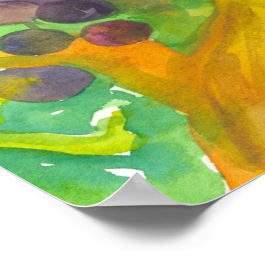 ワイン葡萄ウォーター絵画カラー ポスター (角)