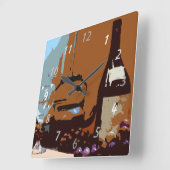 ワイン葡萄キッチンエレガントクモダンクロック スクエア壁時計 (傾斜)